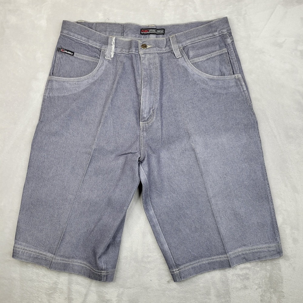 FUBU Shorts Men 38 Vintage Denim Pants‎ Baggy Jorts Carpenter Fade Stretch Y2K